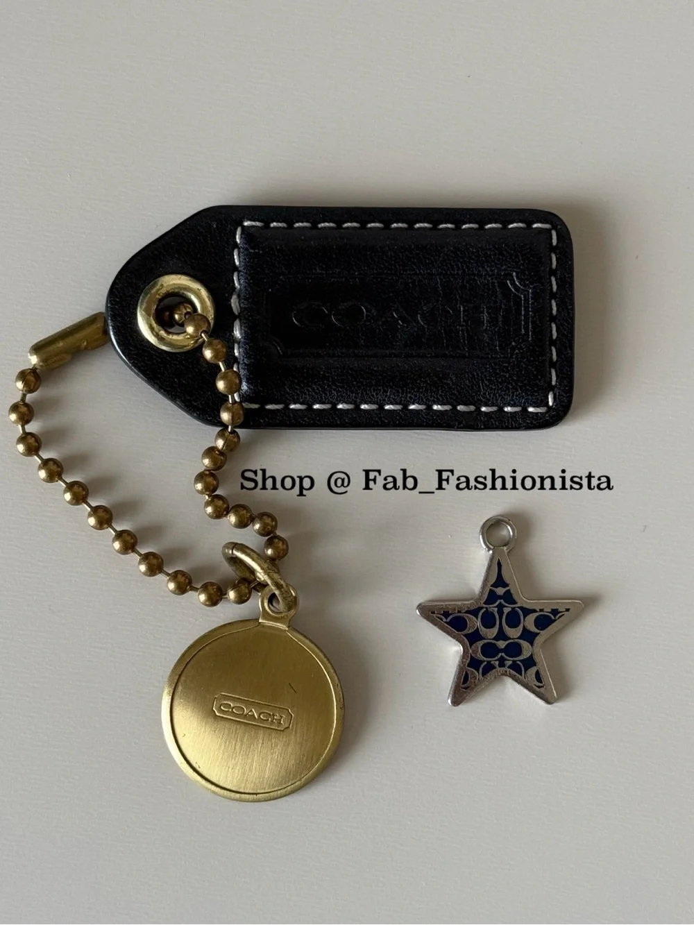 Coach Black Leather purse Keychain